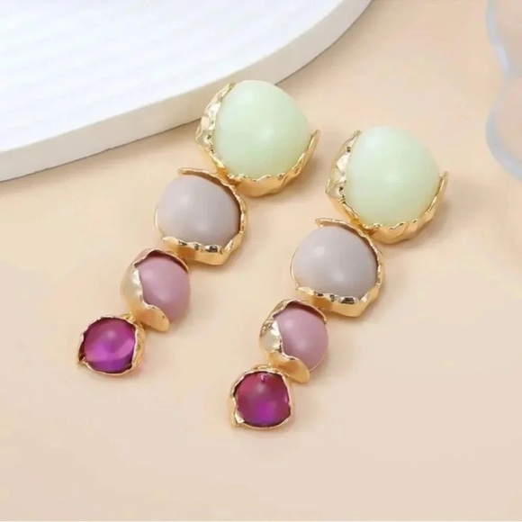 Zara Colorful Stone Drop Earrings - Picture 3 of 8